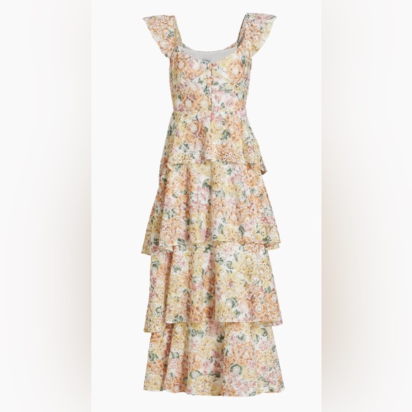 En Saison NWT Floral Romantic Ruffle Embroidered Presley Midi Dress Size Large - Picture 16 of 16